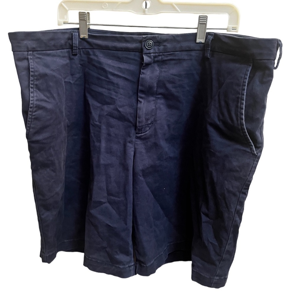 IZOD Men's Saltwater 9.5" Flat Front Chino Navy Blue Short 40 Waist Vacation EUC